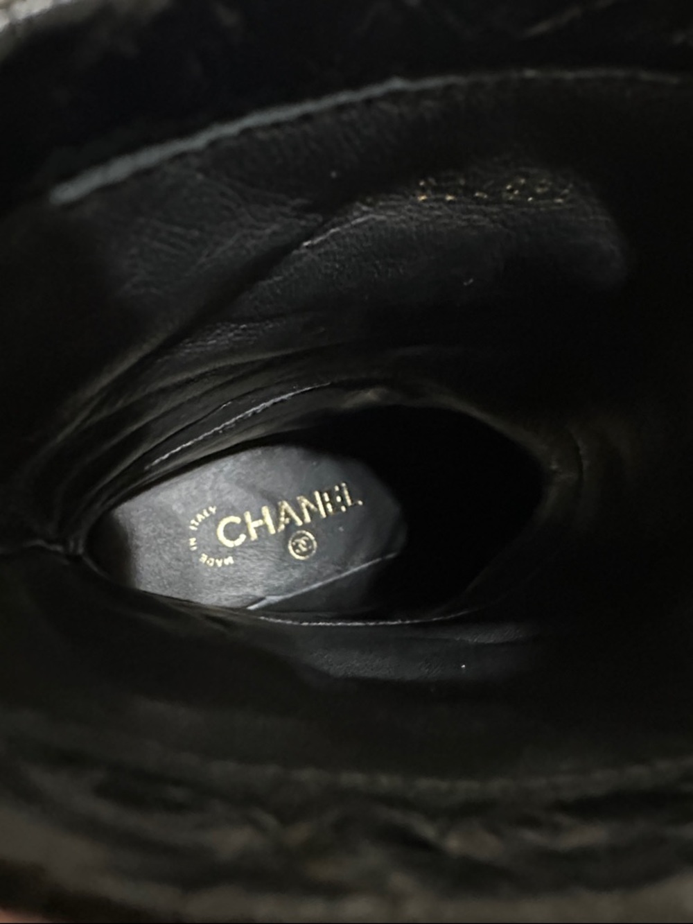 CHANEL Black Quilted Crumpled Calfskin Leather Short Boots with CC Logo - Picture 13 of 15